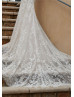 Beaded Sweetheart Neck Ivory Lace Tulle Open Back Wedding Dress